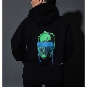 Unlabeled Skull Drip Graphic Chunky Hoodie in Black